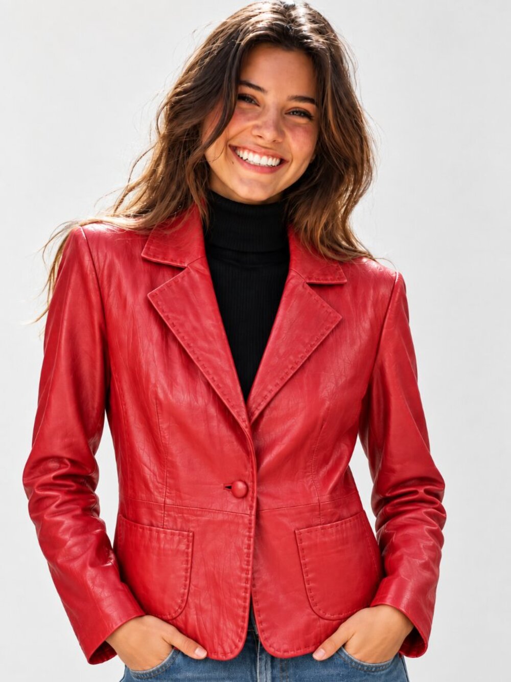 EUC Genuine leather jacket, retro style